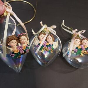 Beautiful Vintage House of Lloyd Victorian Style Glass Cherub Ornaments Set 3